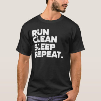 Run Clean Sleep Repeat Funny Plogging T-Shirt