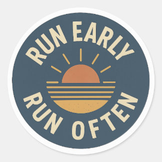 Run Early. Run Often. – Vintage Running Sticker