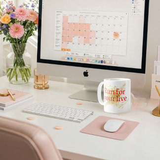 "Run for Your Life - Elegantes Motivierend Zitat w Kaffeetasse