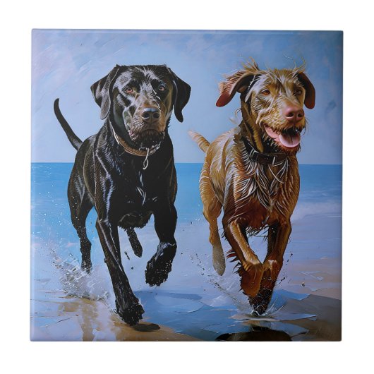 "Run free, run Together" Beachside Best Buddies Fliese (Vorderseite)