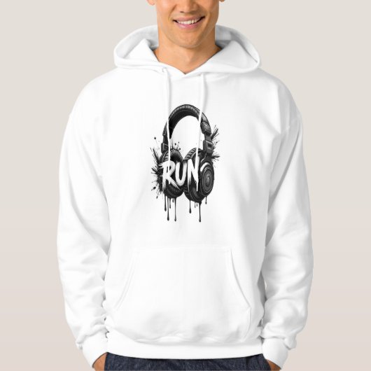 RUN Headphones Street Art Sticker Hoodie (Vorderseite)