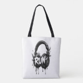 RUN Headphones Street Art Sticker Tasche (Rückseite)
