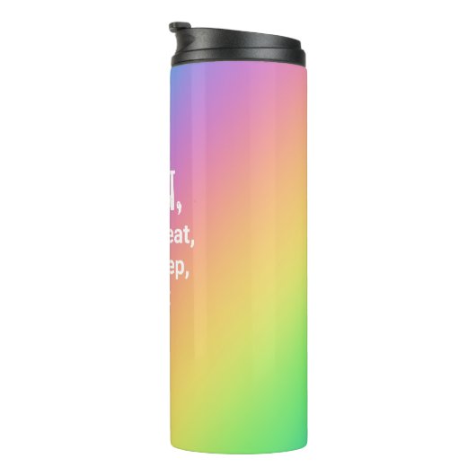 RUN, Hydrat, Essen, Liebe... Thermosbecher (Nach rechts gedreht)