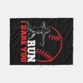 Run I Dare You Funny Baseball Catcher Baseball Pla Fleecedecke (Vorderseite (Horizontal))