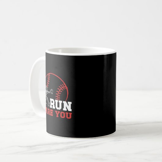 Run I Dare You Funny Baseball Catcher Baseball Pla Kaffeetasse (Vorderseite Links)