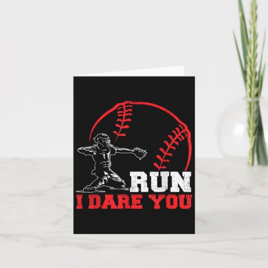 Run I Dare You Funny Baseball Catcher Baseball Pla Karte (Vorderseite)