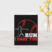 Run I Dare You Funny Baseball Catcher Baseball Pla Karte (Gelbe Blume)