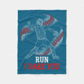 Run I Dare You Funny Baseball Catcher Graphic Play Fleecedecke (Vorderseite)