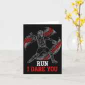 Run I Dare You Funny Baseball Catcher Graphic Play Karte (Gelbe Blume)