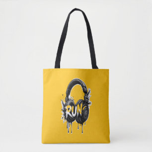 RUN Kopfhörer Street Art Aufkleber Tasche