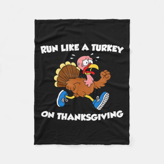 Run Like A Turkey On Thanksgiving Funny Trot  Fleecedecke (Vorderseite)