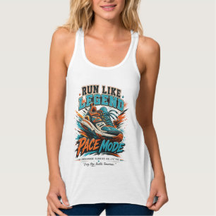 Run Like Legend Pace Mode Retro Laufschuh Kunst Tank Top