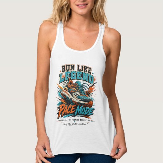 Run Like Legend Pace Mode Retro Laufschuh Kunst Tank Top (Vorderseite)