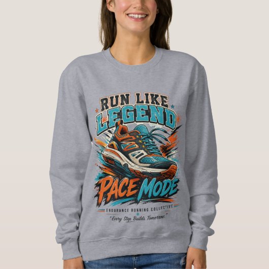 Run Like Legend Pace-Modus Retro-Laufschuh-Art Sweatshirt (Vorderseite)