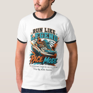 Run Like Legend Pace-Modus Retro-Laufschuh-Art T-Shirt