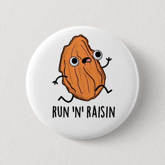 Run N Raisin Funny Food Puff Button (Vorderseite)