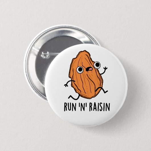 Run N Raisin Funny Food Puff Button (Vorne & Hinten)