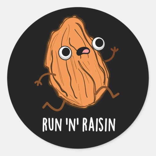 Run N Raisin Funny Food Puff Dark BG Runder Aufkleber (Vorderseite)