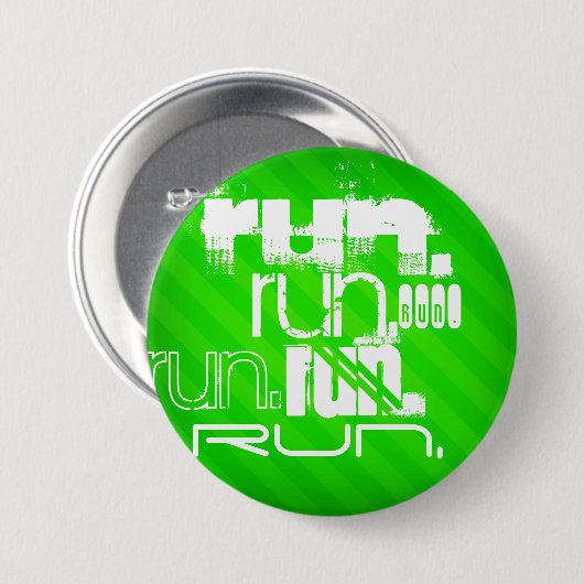 Run; Neon Green Stripes Button (Vorne & Hinten)