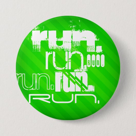Run; Neon Green Stripes Button (Vorderseite)