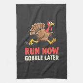 Run Now Gobble Spater Türkei Runner Marathon Geschirrtuch (Vertikal)
