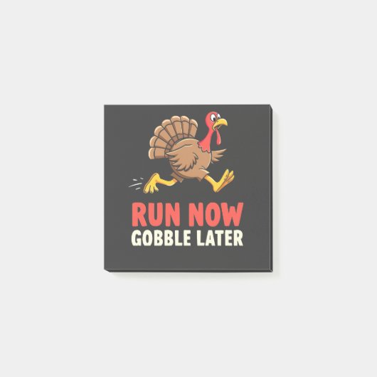 Run Now Gobble Spater Türkei Runner Marathon Post-it Klebezettel (Vorderseite)