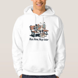 Run Now, Nap Later – Tired Cartoon Sneakers Hoodie