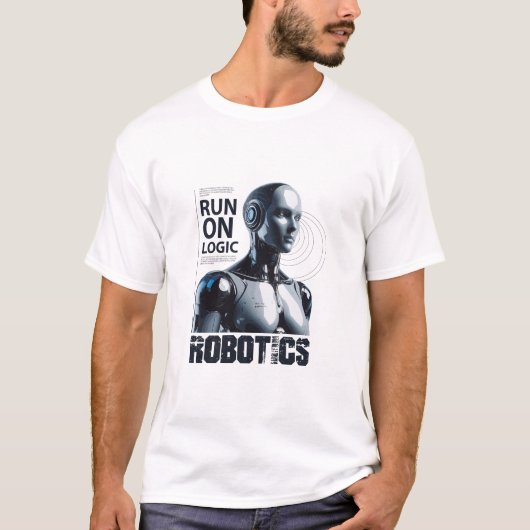 "Run On Logic" Humanoider Roboter T-Shirt | Lustig (Vorderseite)