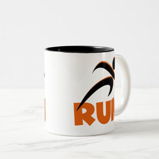 RUN Orange Zweifarbige Tasse (VorderseiteRechts)