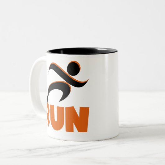 RUN Orange Zweifarbige Tasse (Vorderseite Links)