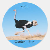 Run Ostrich Run Funny Foto Runder Aufkleber (Vorderseite)