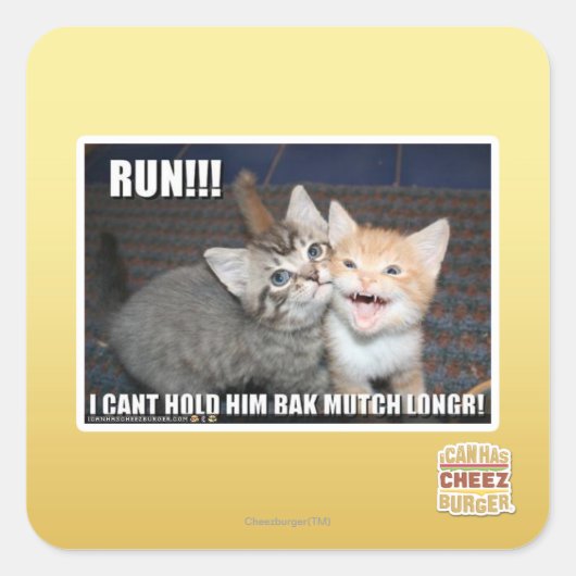 RUN!! QUADRATISCHER AUFKLEBER (Vorderseite)