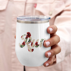 RUN Retro Type Vintage Rustic Rotes Blumenmuster 