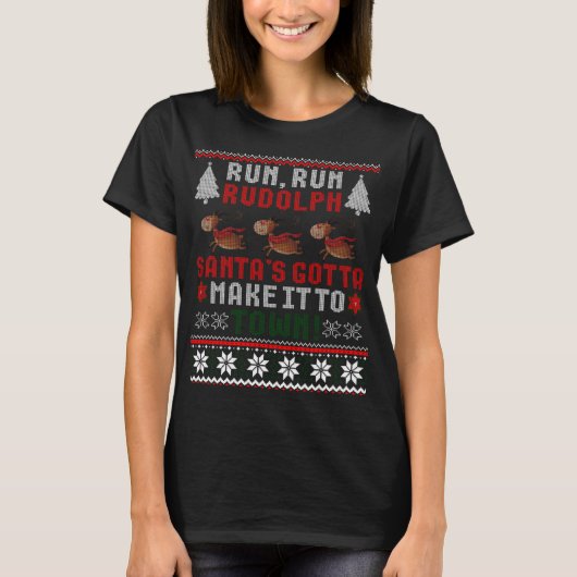 Run Run Run Rudolph Santa's Rentier Weihnachten Ug T-Shirt (Vorderseite)