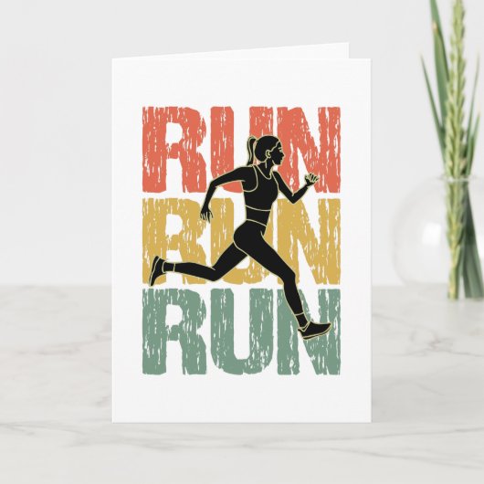 Run Run Run - Vintages Runner Girl Karte (Vorderseite)