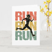 Run Run Run - Vintages Runner Girl Karte (Gelbe Blume)