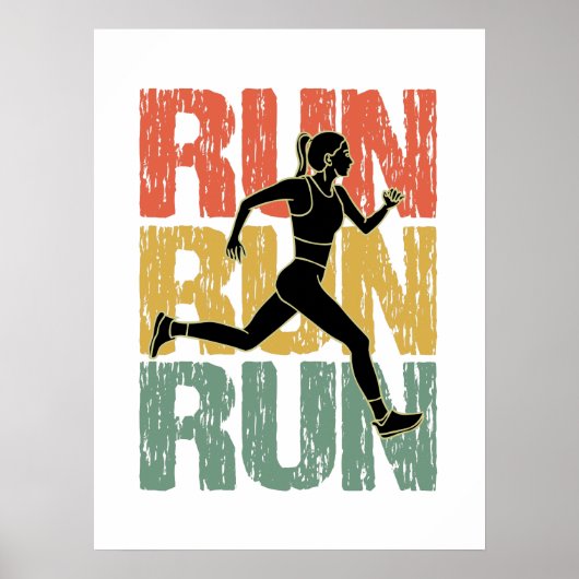 Run Run Run - Vintages Runner Girl Poster (Vorne)
