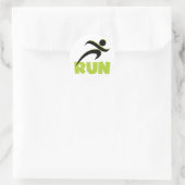 RUN Spring Green Runder Aufkleber (Tasche)