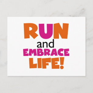 Run und Embrace Life Orange Pink Postkarte