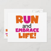 Run und Embrace Life Orange Pink Postkarte (Vorne/Hinten)