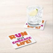Run und Embrace Life Orange Pink Rechteckiger Pappuntersetzer (Vor Ort)