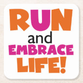 Run und Embrace Life Orange Pink Rechteckiger Pappuntersetzer (Vorderseite)