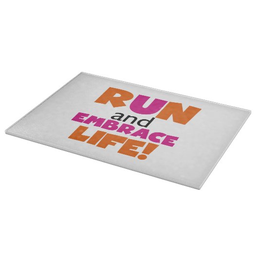 Run und Embrace Life Orange Pink Schneidebrett (Ecke)