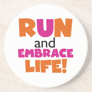 Run und Embrace Life Orange Pink Untersetzer