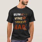 Run Wine Turkey Nickerchen Long Sleeve Funny Ernte T-Shirt (Vorderseite)