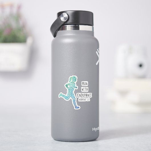 "Run with Endurance" Girl Runner Custom Cut Vinyl Aufkleber (HydroFlask)