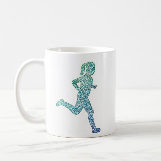 "Run with Endurance" Girl Runner  Kaffeetasse (Links)