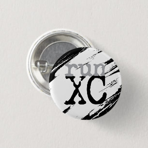 Run XC - Cross Country Runner Schwarz-weiß grau Button