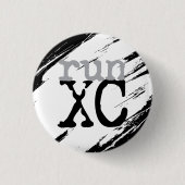 Run XC - Cross Country Runner Schwarz-weiß grau Button (Vorderseite)