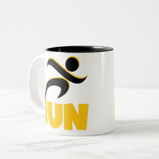 RUN Yellow Zweifarbige Tasse (Vorderseite Links)
